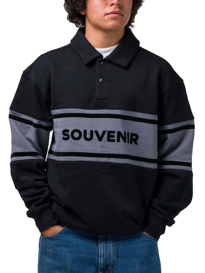 Souvenir Fleece Rugby Long Sleeve Polo Fall 2026 | BLACK