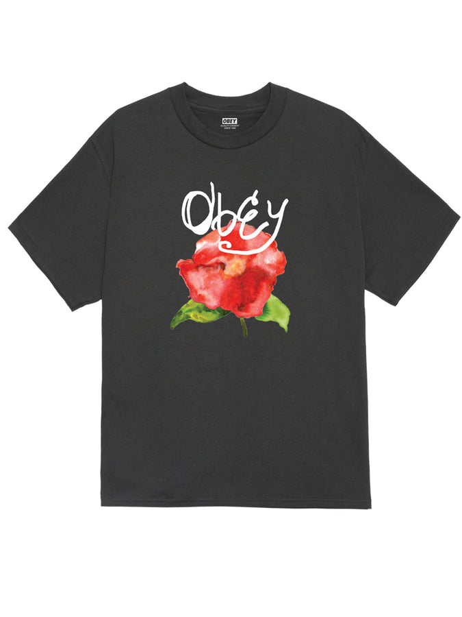 Obey Watercolor Poppy T-Shirt Summer 2026 | VINTAGE BLACK (VBL)