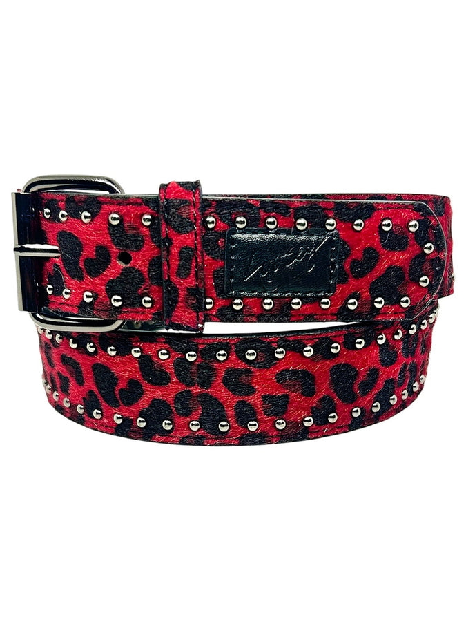 Loosey Cheetah Rivet Burgundy Belt | BURGUNDY