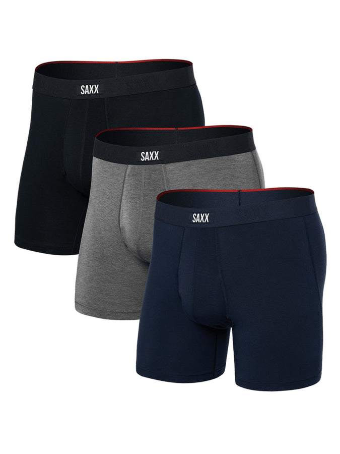 Saxx Vibe Xtra Soft Comfort 3 Pack Black/Dark Grey/Heather/Navy Boxer | BLACK/DK GREY HTHR/NAVY (BHN)