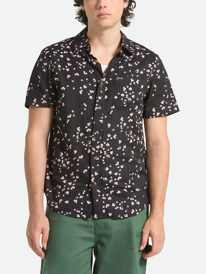 Brixton Charter Slub Short Sleeve Buttondown Shirt Summer 2026 | BLACK/PINK
