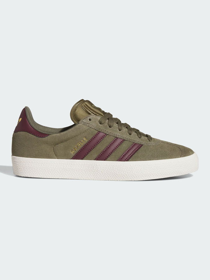 Adidas Gazelle ADV Olive Strata/Maroon/Chalk White Shoes Spring 2026 | OLIVE STRATA/MAROON/CHALK WHT
