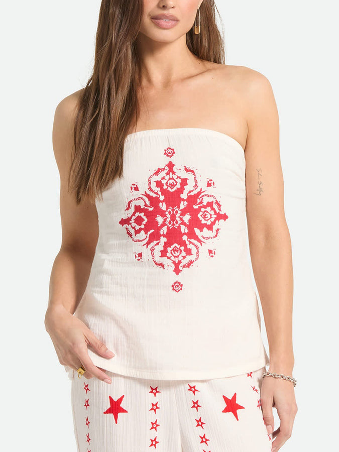Brixton The Lola Tube Sleeveless Top Summer 2026 | OFF WHITE/ROBUST RED