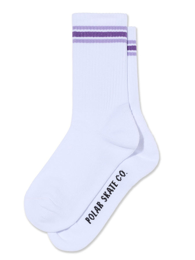 Polar Skate Co Rib Stripes Socks Spring 2026 | WHITE/LAVENDER