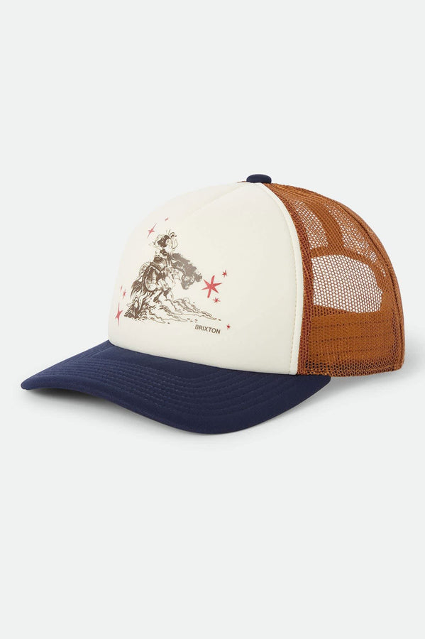 Brixton Mid Century Ranch Trucker Hat | OFF WHITE/WASHED NAVY/CARAMEL
