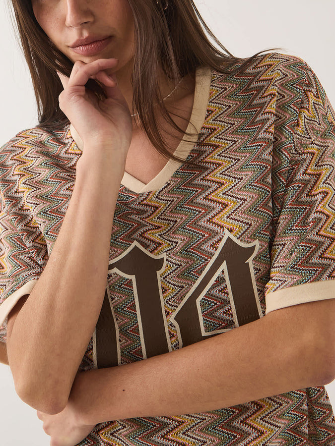 Brixton Football Oversized Mesh Jersey T-Shirt Fall 2026 | MULTI COLOR ZIGZAG