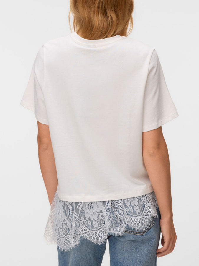 Vero Moda Brit Lace T-Shirt Fall 2026 | SNOW WHITE