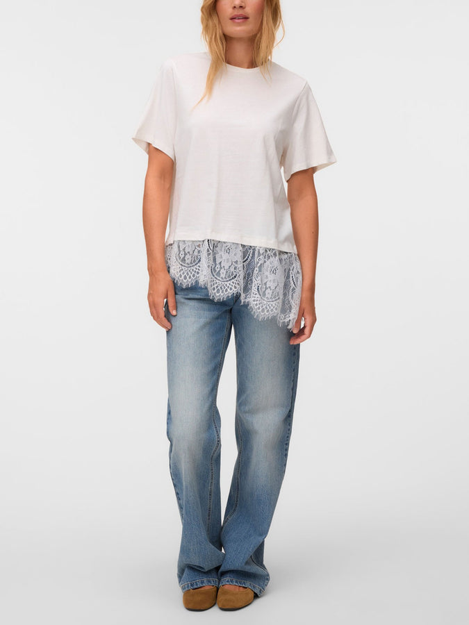 Vero Moda Brit Lace T-Shirt Fall 2026 | SNOW WHITE