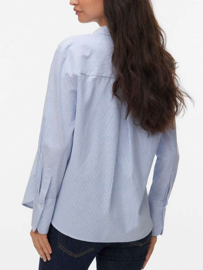 Vero Moda Inge Long Sleeve Buttondown Shirt Spring 2026 | PALACE BLUE STRIPES