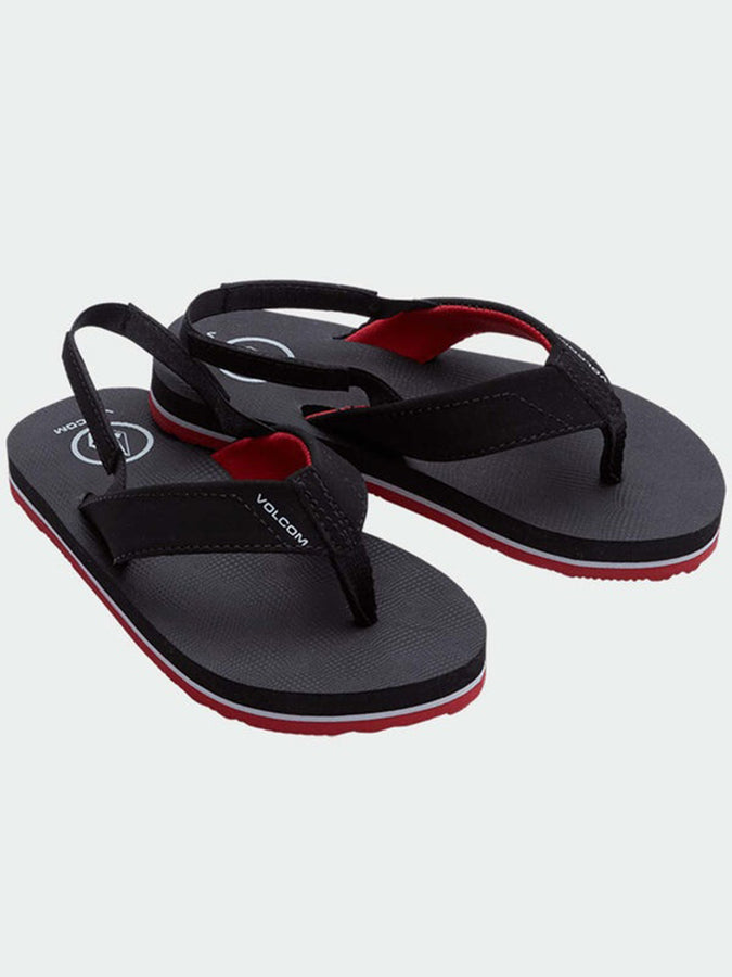 Volcom Victor 2 Sandals (Kids 2-7) Spring 2026 | BLACK/RED (BRD)