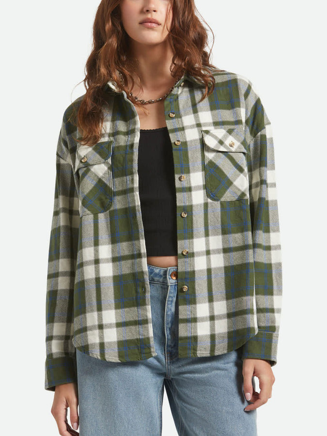 Brixton Bowery Vintage Long Sleeve Buttondown Shirt Fall 2025 | GREEN/BLUE