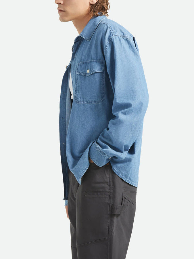Brixton Waylon Lightweight Long Sleeve Buttondown Shirt Spring 2026 | MED WASH CHAMBREY