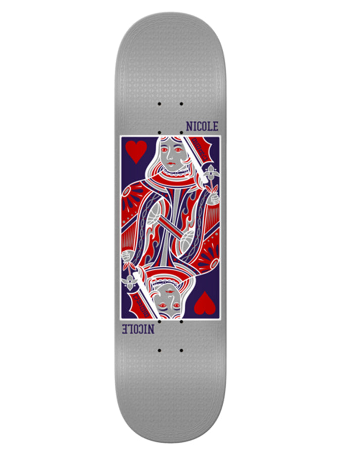 Real Nicoel Queen Of Hearts Twin Nose 8'' Skateboard Deck | SILVER