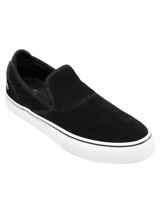 Emerica Wino G6 Slip-On Black/White/Gold Shoes Spring 2026 | BLACK/WHITE/GOLD (715)