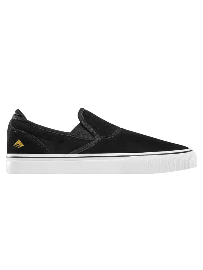 Emerica Wino G6 Slip-On Black/White/Gold Shoes Spring 2026 | BLACK/WHITE/GOLD (715)