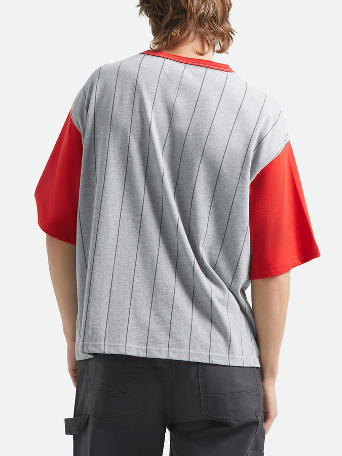 Brixton Boxy Baseball 1/2 Sleeve T-Shirt Spring 2026 | HEATHER GREY/ADRENALINE RUSH