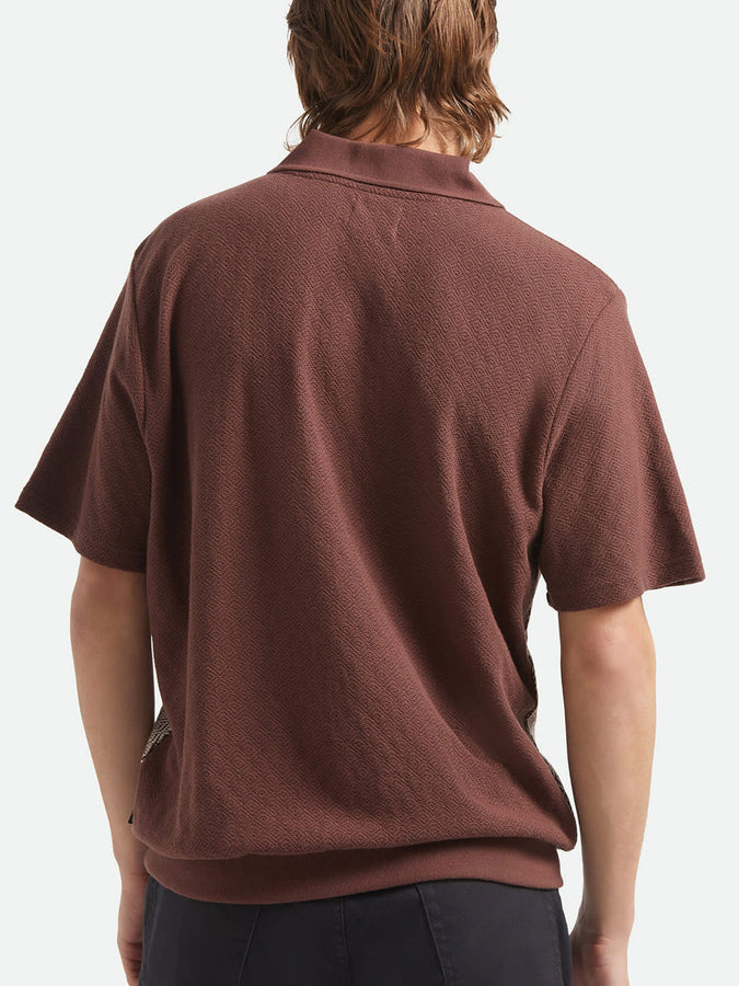 Brixton Theo Jacquard Short Sleeve Polo Spring 2026 | CHOCOLATE/OFF WHITE