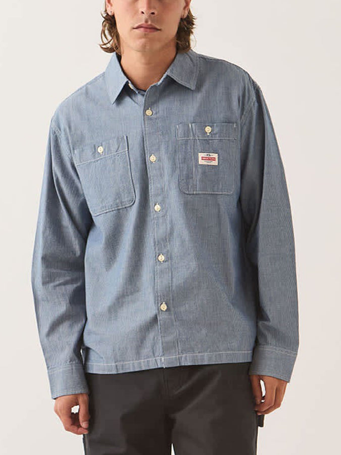 Trademark Blue Chambray Micro Stripe Long Sleeve Buttondown Shirt