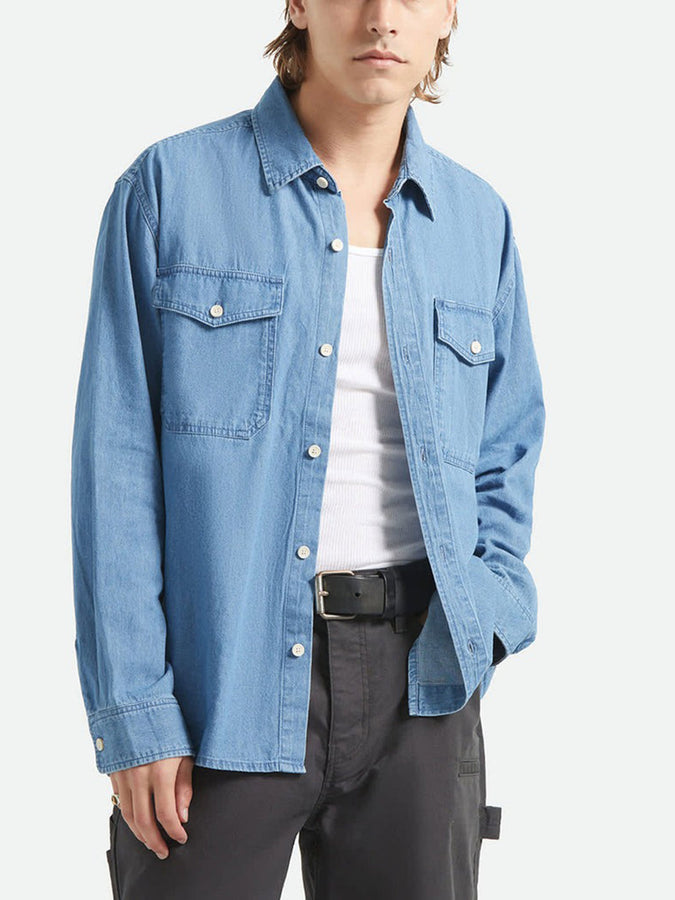 Brixton Waylon Lightweight Long Sleeve Buttondown Shirt Spring 2026 | MED WASH CHAMBREY