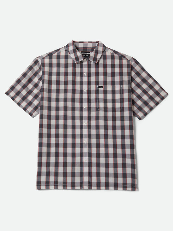 Brixton Cru Plaid Short Sleeve Buttondown Shirt Spring 2026 | BLACK/OFF WHITE/RED