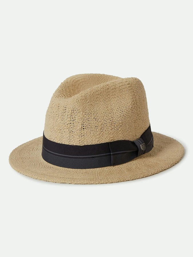 Brixton Roma Straw Fedora Hat Spring 2025 | NATURAL/BLACK