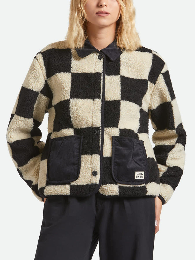 Brixton Deliah Sherpa Jacket Holiday 2025 | BLK/NATURAL FINISH LINE CHECK