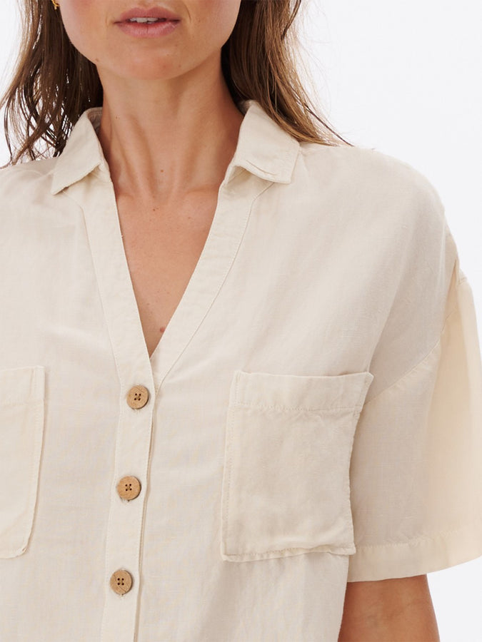 Rip Curl Summer 2023 Premium Linen S/S Buttondown Shirt | OFF WHITE (0003)