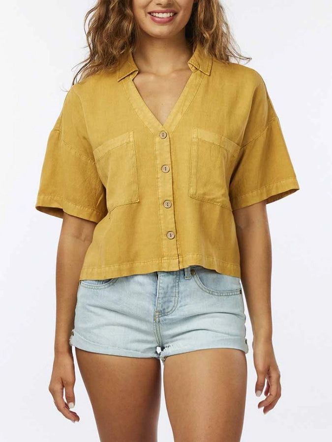 Rip Curl Summer 2023 Premium Linen S/S Buttondown Shirt | GOLD (0146)