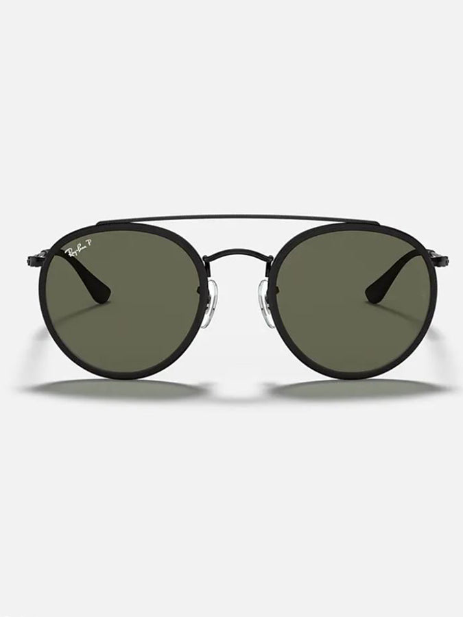 Ray-Ban Round Double Bridge Sunglasses | BLACK/GREEN CLASSIC POL
