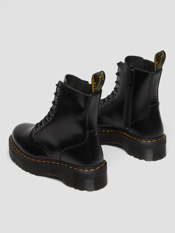 Dr. Martens Jadon Polished Smooth Platform Black Boots | BLACK