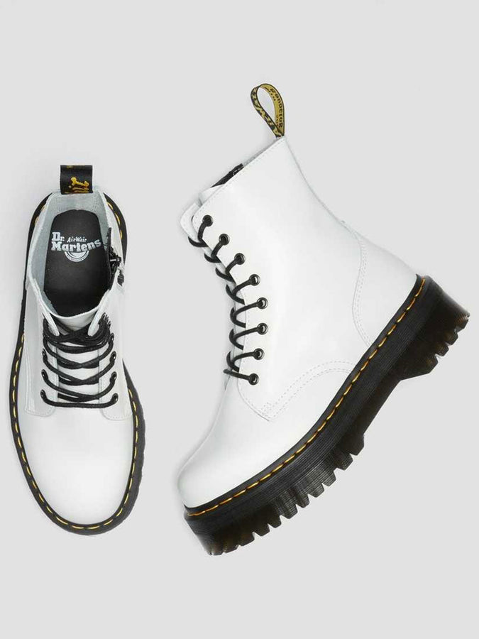 Dr. Martens Jadon Smooth Polished Smooth White Boots | WHITE