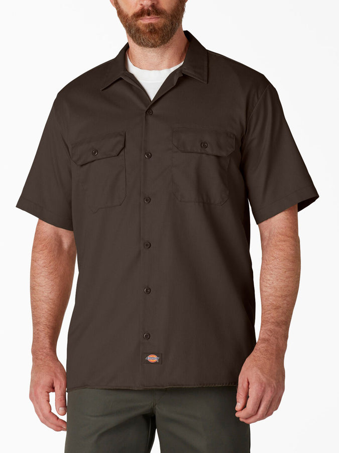 Dickies Twill Work Short Sleeve Buttondown Shirt | DARK BROWN (DB)