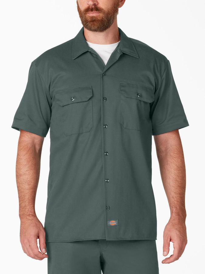 Dickies Twill Work Short Sleeve Buttondown Shirt | HUNTER GREEN (GH)