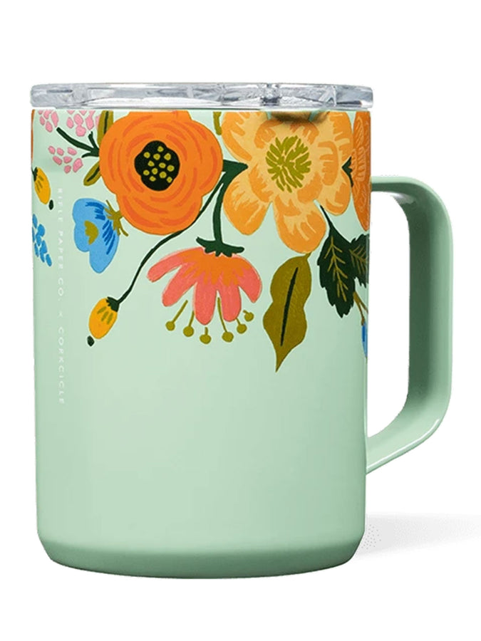 Corkcicle Rifle Paper 16oz Coffee Mug | GLOSS MINT LIVELY FLORAL