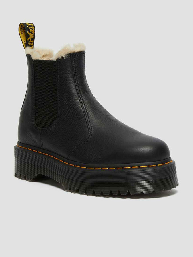 Dr. Martens 2976 Faux Fur Lined Platform Chelsea Boots | BLACK PISA