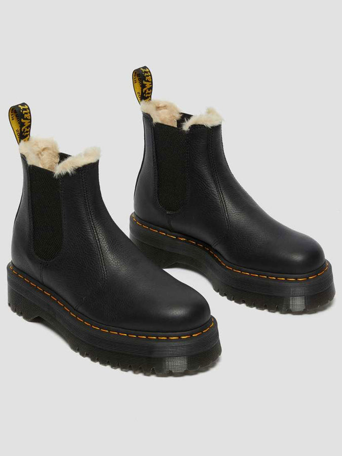 Dr. Martens 2976 Faux Fur Lined Platform Chelsea Boots | BLACK PISA