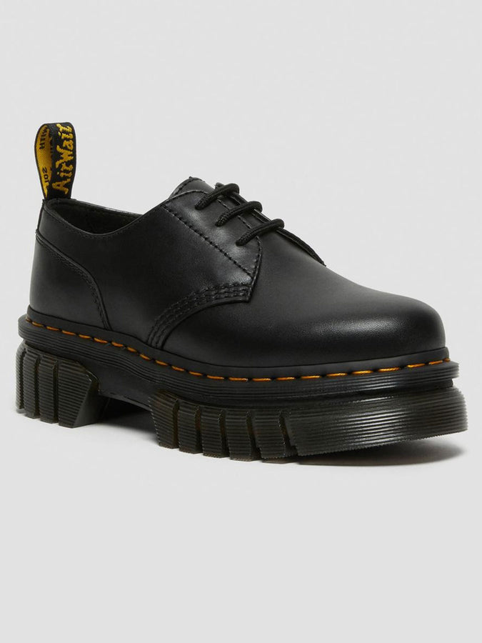 Dr. Martens Audrick Nappa Lux Leather Black Platform Shoes | BLACK