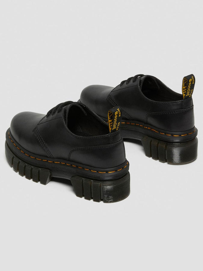Dr. Martens Audrick Nappa Lux Leather Black Platform Shoes | BLACK