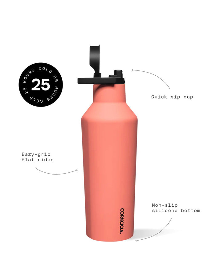 Corkcicle Sport Neon Lights 20oz Coral Canteen | NEON LIGHTS CORAL