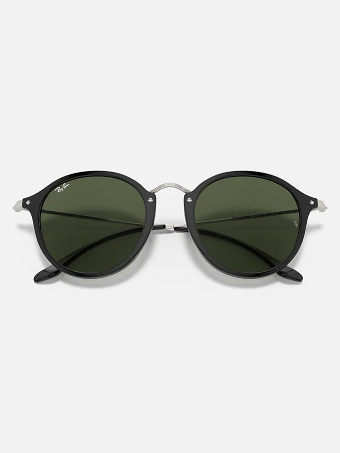 Ray-Ban Round Fleck Black/G-15 Green Sunglasses | BLACK/G-15 GREEN