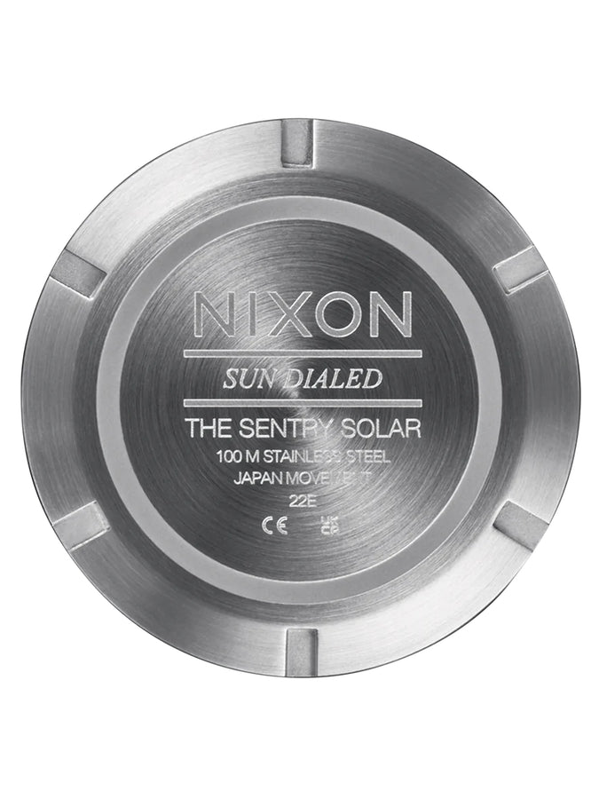 Nixon Sentry Solar Leather Watch | NAVY SUNRAY/SILVER (5091)