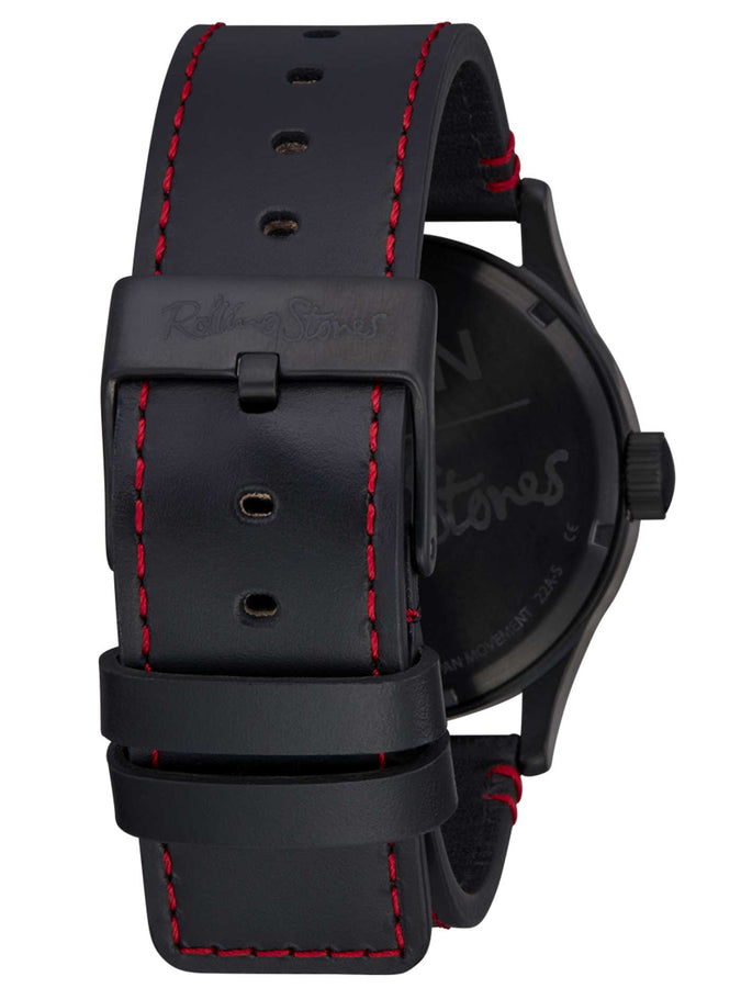 Nixon x Rolling Stones Sentry Leather Watch | ALL BLACK (001)