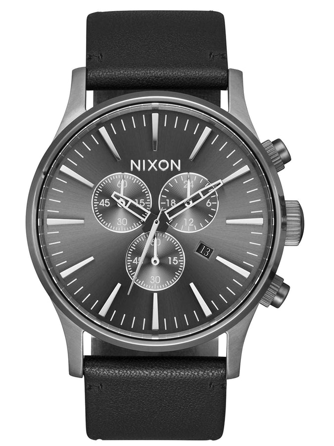 Nixon Sentry Chrono Leather Watch | GUNMETAL/BLACK (680)