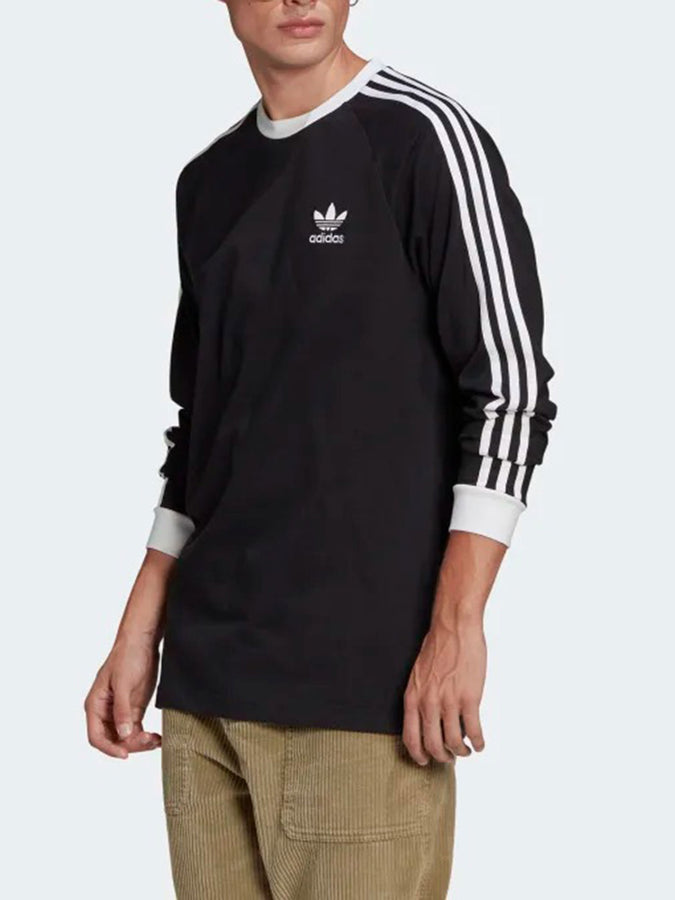 Adidas Adicolor 3 Stripes Long Sleeve Black T-Shirt | BLACK