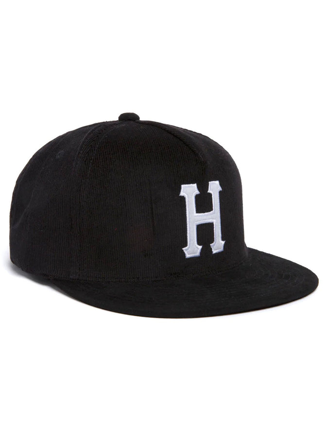 Huf Corduroy Classic H 5 Panel Snapback Hat | BLACK