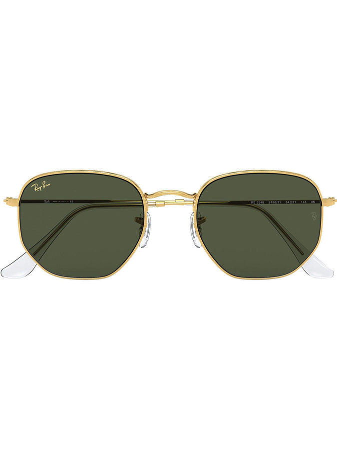 Hexagonal Gold Green Classic Polarized Sunglasses | GOLD/GREEN POL