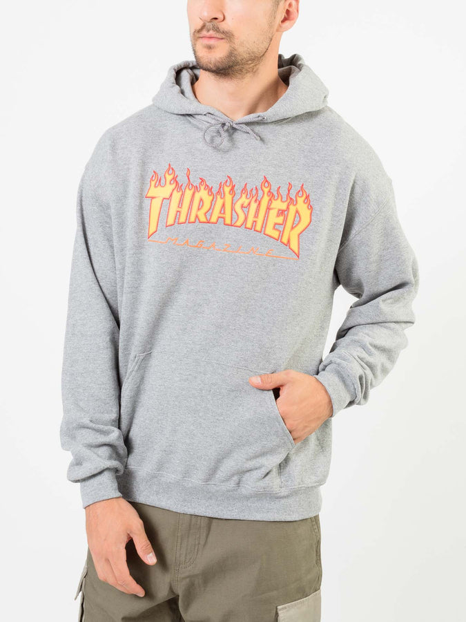 Thrasher Flame Logo Hoodie | GREY