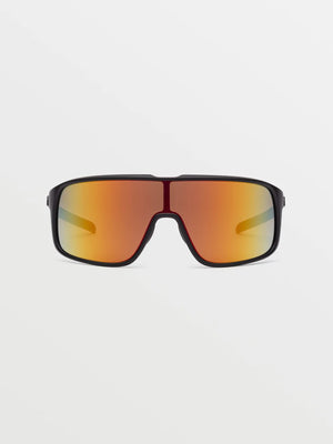 Volcom Macho Matte Black/Gray Red Chrome Sunglasses