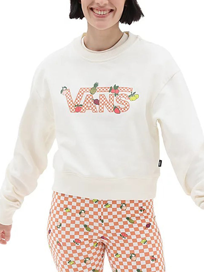 Vans Summer 2023 Fruit Checkerboard Crop Crewneck Sweatshirt | MARSHMALLOW (FS8)