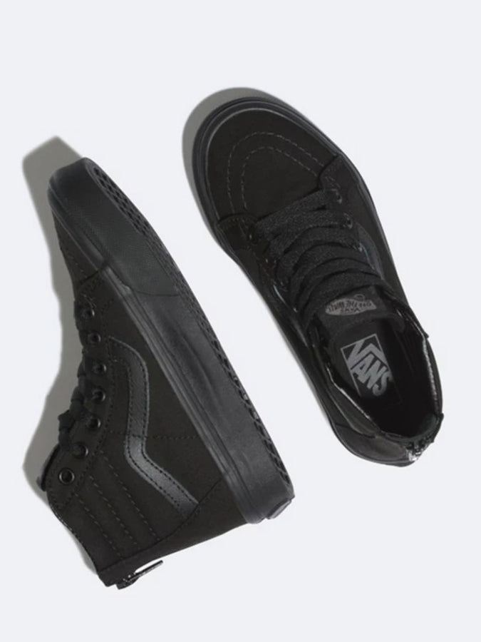 Vans SK8 HI Zip Pop Check Black Shoes | BLACK/BLACK (IU6)